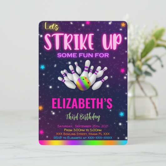 Bowling Einladung (Stehend Vorderseite)