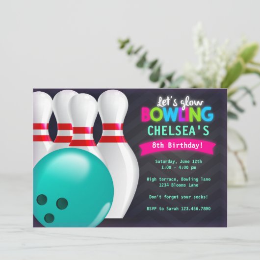 Bowling Einladung (Stehend Vorderseite)