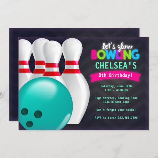 Bowling Einladung (Vorne/Hinten)