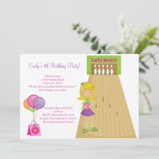 Bowling Einladung (Stehend Vorderseite)