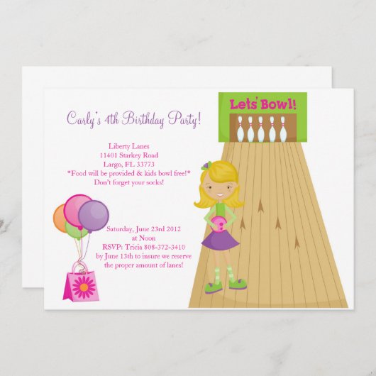 Bowling Einladung (Vorne/Hinten)