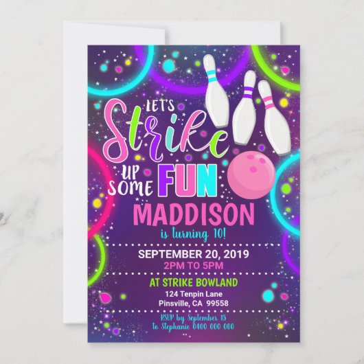 Bowling Einladung Bowling Birthday Strike (Vorderseite)