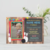 Bowling Einladung Foto Bowl Chalkboard Einladung (Stehend Vorderseite)