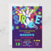 Bowling Einladung Glow Neon Bowling Geburtstag (Vorderseite)