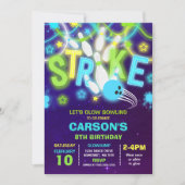 Bowling Einladung Glow Neon Bowling Geburtstag (Vorderseite)