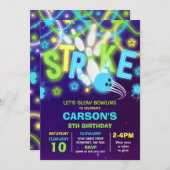 Bowling Einladung Glow Neon Bowling Geburtstag (Vorne/Hinten)