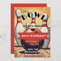 Bowling Einladung zum Geburtstag - "Let's Bowl"
