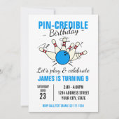 Bowling Einladung zum Geburtstag von Jungen (Vorderseite)
