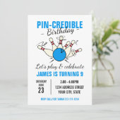 Bowling Einladung zum Geburtstag von Jungen (Stehend Vorderseite)