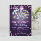 Bowling Einladung zur Geburtstagspartei (Stehend Vorderseite)