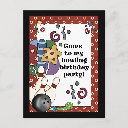 Bowling Einladungen zur Geburtstagspartei (Vorderseite)