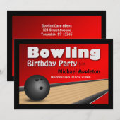 Bowling - Einladungen zur Roten Geburtstagspartei (Vorne/Hinten)