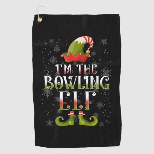 Bowling Elf Christmas Golfhandtuch (Vorderseite)