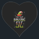 Bowling Elf Christmas Herz-Aufkleber<br><div class="desc">Bowling Elf Christmas</div>