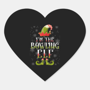 Bowling Elf Christmas Herz-Aufkleber