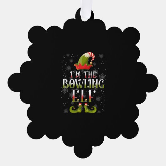 Bowling Elf Christmas Ornament Karte (Vorderseite)