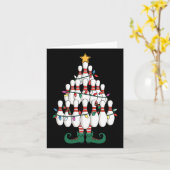 Bowling Elves Button Strike Christmas Tree Lights  Karte (Gelbe Blume)
