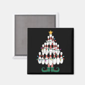Bowling Elves Button Strike Christmas Tree Lights Magnet (Vorderseite/Rückseite)