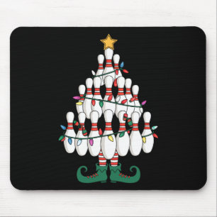 Bowling Elves Button Strike Christmas Tree Lights Mousepad