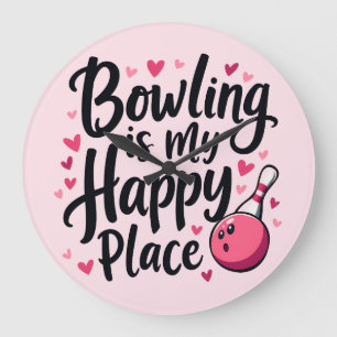 Bowling-Enthusiast Süß Retro-Ästhetik Sportdesign Große Wanduhr