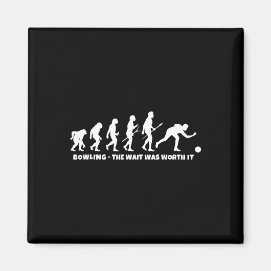 Bowling-Evolution - Lustiger Bowler und Retro-Bowl Magnet (Vorne)