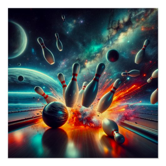 Bowling Explosion Strike der Galaxy Superpins Poster (Vorderseite)