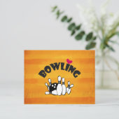 Bowling Fanatic Heart Bowling Buttone und Ball Postkarte (Stehend Vorderseite)