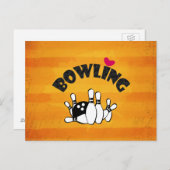 Bowling Fanatic Heart Bowling Buttone und Ball Postkarte (Vorne/Hinten)