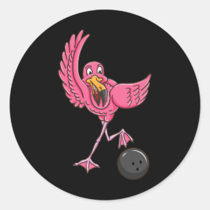 Bowling Flamingo 1 Runder Aufkleber