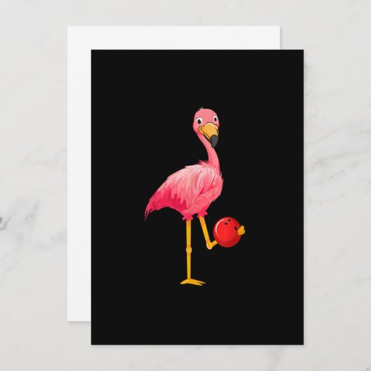 Bowling Flamingo - Funny Flamingo Bowling Player Einladung (Vorne/Hinten)