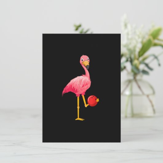 Bowling Flamingo - Funny Flamingo Bowling Player Einladung (Stehend Vorderseite)