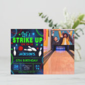 Bowling Foto Einladung (Stehend Vorderseite)