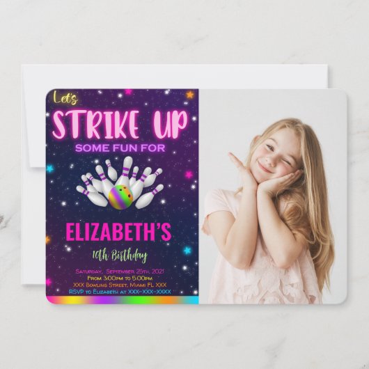 Bowling Foto Einladung (Vorderseite)