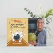 Bowling Foto Einladung zum Geburtstag (Stehend Vorderseite)