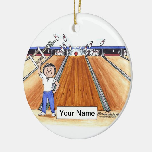 Bowling - Frau Keramik Ornament (Links)