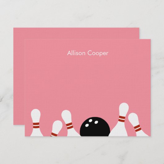 Bowling Fun Dankeschön Karte (Rosa) (Vorne/Hinten)