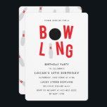 Bowling Fun Kids Geburtstagsparty Invitation_weiß Einladung<br><div class="desc">Eine Geburtstagsfeier für Bowling.</div>