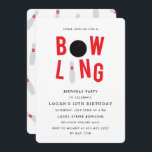 Bowling Fun Kids Geburtstagsparty Invitation_weiß Einladung<br><div class="desc">Eine Geburtstagsfeier für Bowling.</div>