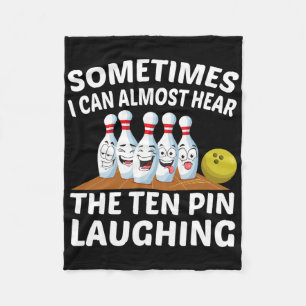 Bowling Funny Bowler hört das Zehn-Button lachen Fleecedecke