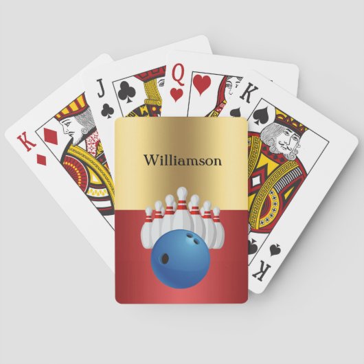Bowling game - Ball and Pins personalize with name Spielkarten (Rückseite)
