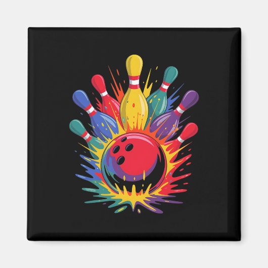 Bowling Game Day Bowler Niedlich Colorsplash Magnet (Vorne)