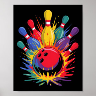 Bowling Game Day Bowler Niedlich Colorsplash Poster