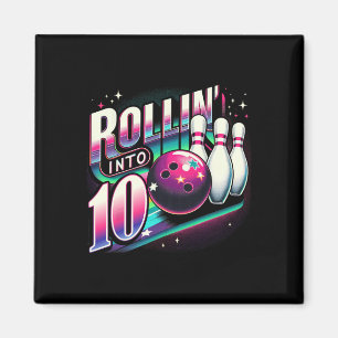 Bowling Geburtstag Rollen in die 10 Party 10. Bday Magnet