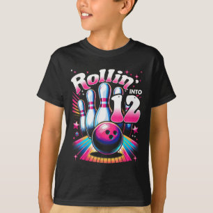 Bowling Geburtstag Rollin Into 12 Party 12. Geburt T-Shirt