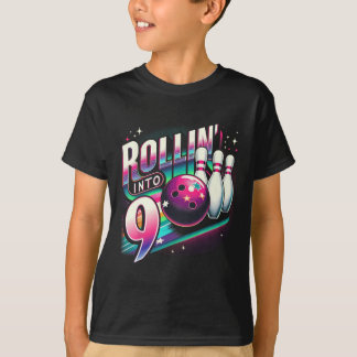 Bowling Geburtstag Rollin Into 9 Party 9. Geburtst T-Shirt