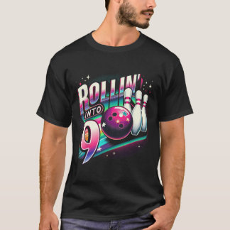 Bowling Geburtstag Rollin Into 9 Party 9. Geburtst T-Shirt