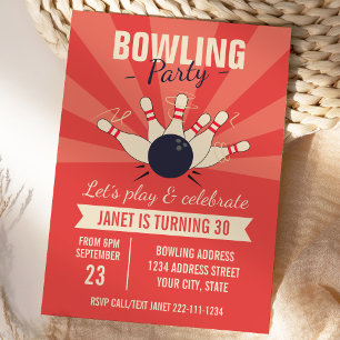 Bowling-Geburtstagseinladung Einladung