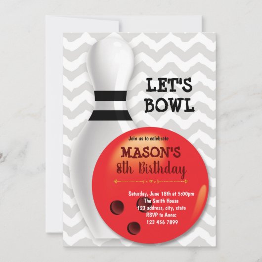 Bowling-Geburtstagsfeier Einladung (Vorderseite)