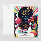 Bowling-Geburtstagsfeier Postkarte (Vorne/Hinten)