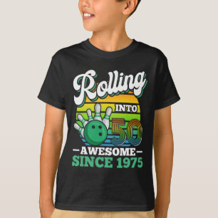 Bowling-Geburtstagsfeier rollt in 50 Jahre 50. T-Shirt